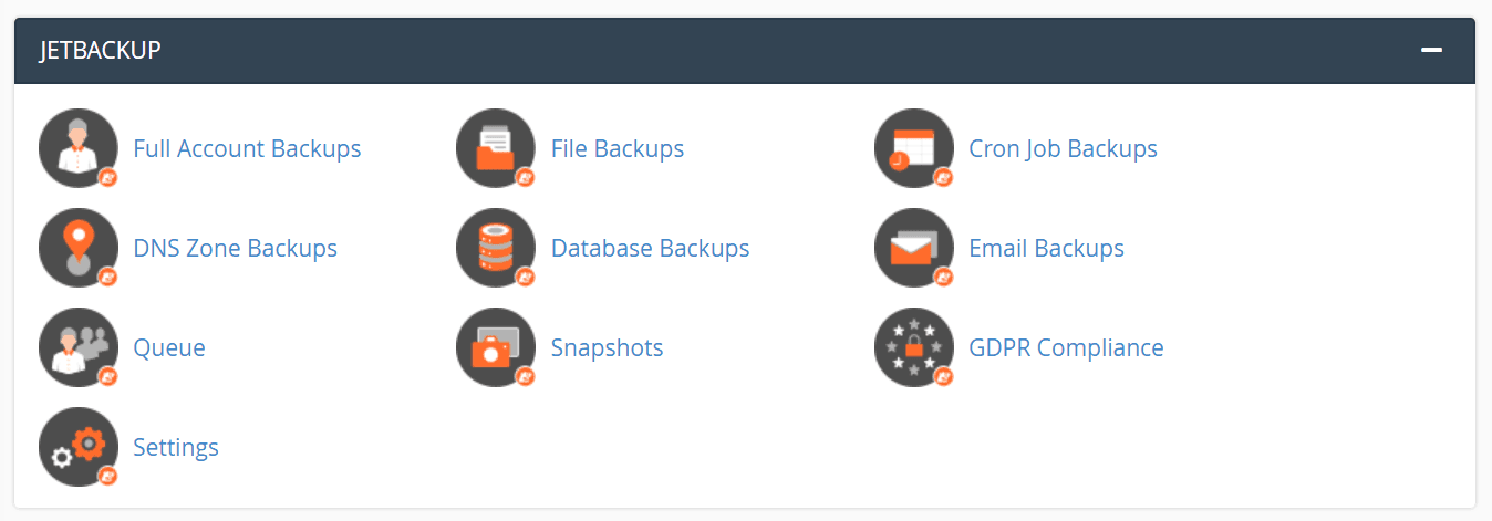 Sectiunea JetBackup cPanel