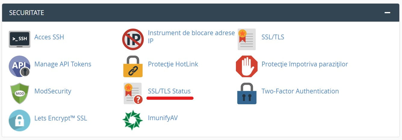 SSL/TLS Status in cPanel