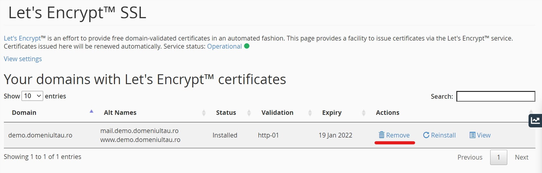 dezinstalare certificat SSL LetsEncrypt
